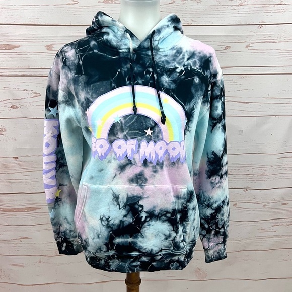 Kouvr Safety Pin Tie Dye Rainbow CEO of Mood Fleece Pullover Hoodie Sweatshirt - Picture 1 of 6